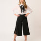 FALDA PANTALÓN STRETCH AMPLIA  LARGO MIDI CON ABERTURAS LATERALES Y DETALLES EN ENCAJE MONTIJO