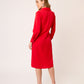 VESTIDO CAMISERO ROJO CRUZADO DE MANGA LARGA Y ABERTURA FRONTAL SAINT GERMAIN VISTA ESPALDA