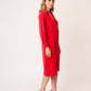 VESTIDO CAMISERO ROJO CRUZADO  ESCOTE V DE MANGA LARGA Y ABERTURA FRONTAL SAINT GERMAIN