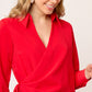 VESTIDO CAMISERO ROJO CRUZADO DE MANGA LARGA Y ABERTURA FRONTAL SAINT GERMAIN