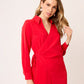 VESTIDO CAMISERO ROJO CRUZADO DE MANGA LARGA Y ABERTURA FRONTAL SAINT GERMAIN