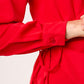 VESTIDO CAMISERO ROJO CRUZADO DE MANGA LARGA CON PUÑO Y ABERTURA FRONTAL SAINT GERMAIN
