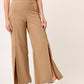 PANTALÓN DE VESTIR RECTO STRETCH COLOR CAMEL CON ABERTURAS HAUSSMAN