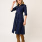 VESTIDO CASUAL CAMISERO DE GABARDINA AZUL MARINO MANGA CORTA VISIR