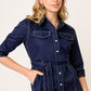VESTIDO CASUAL CAMISERO DE GABARDINA AZUL MARINO MANGA CORTA VISIR