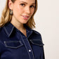 VESTIDO CASUAL CAMISERO DE GABARDINA AZUL MARINO MANGA CORTA VISIR