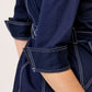 VESTIDO CASUAL CAMISERO DE GABARDINA AZUL MARINO MANGA CORTA VISIR
