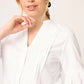 BLUSA BLANCA DE ALGODÓN MANGA LARGA ABULLONADA CON ABERTURA Y BOTONES VISIR