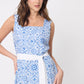 VESTIDO CASUAL SIN MANGAS ESTAMPADO EN TONOS AZULES