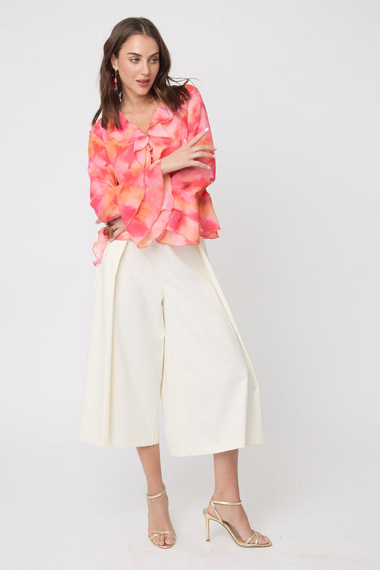 falda pantalón casual color hueso