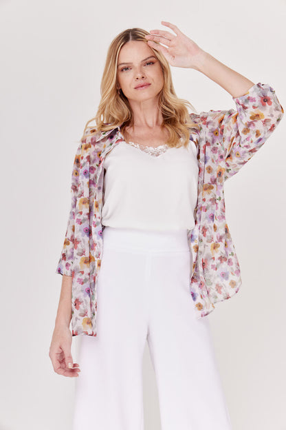 BLUSÓN DE FLORES MANGA LARGA PARA MUJER MODELO SANTA MARGARITA
