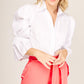 BLUSA CAMISERA BLANCA MANGA LARGA PARA MUJER