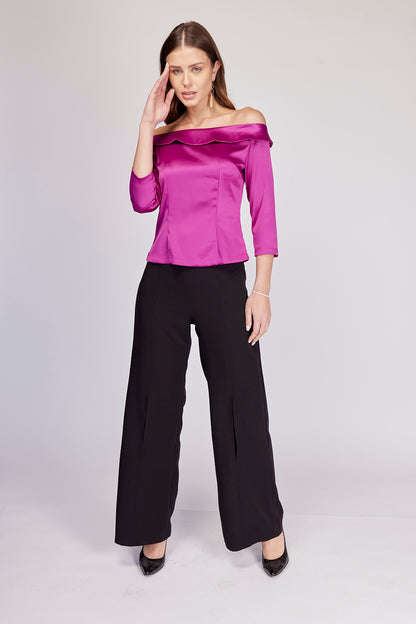 PANTALÓN ACAMPANADO DE VESTIR NEGRO